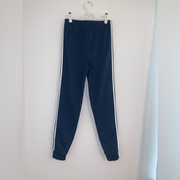 Adidas Youth Boys Large 14 - 16 Stripe Navy Jogger Trackpants - Picture 3 of 14